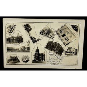 Postcard RPPC Central City NE Nebraska Real Photo Landmarks c1910 YMCA Church